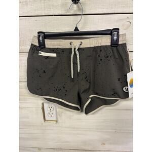 Vuori Women's Olive Green Athletic Shorts with Cream Trim
